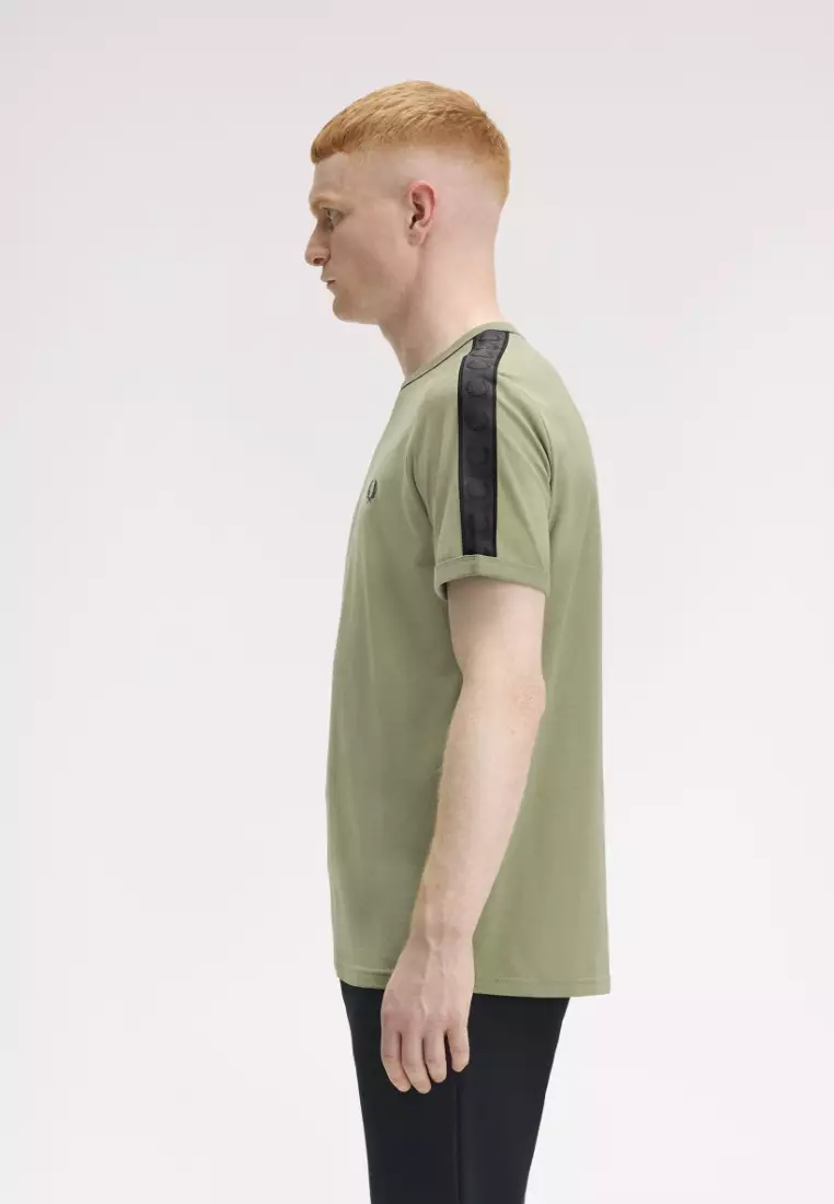 Fred Perry M4613 Contrast Tape Ringer T-Shirt (Olive / Anchor Grey)