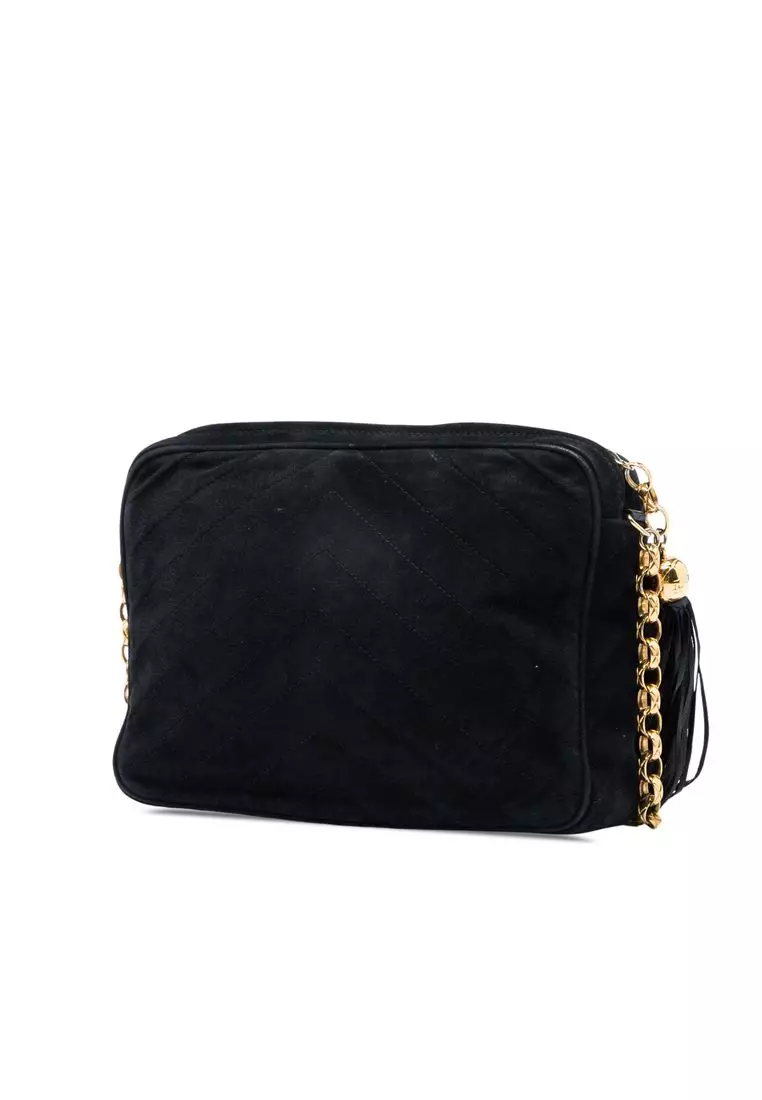 Pre-Loved Chanel Cc Quilted Suede Tassel Camera Bag