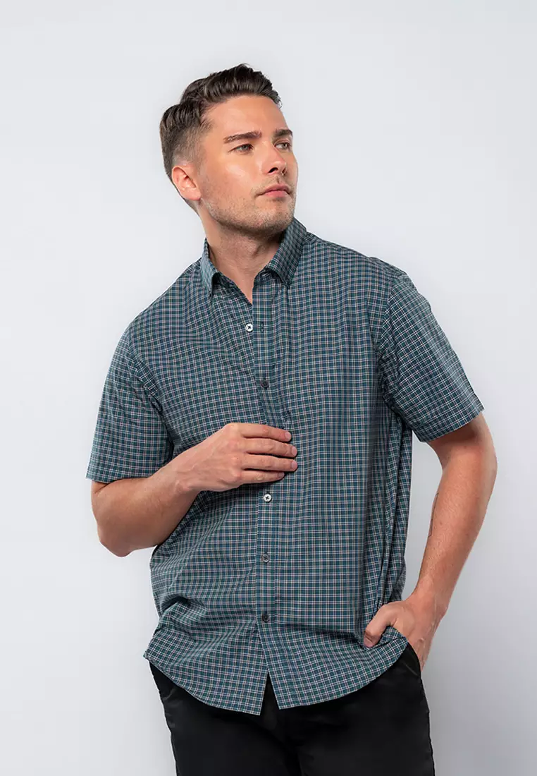 Casual Short Sleeves with Checkered Prints Shirt – Wharton Philippines