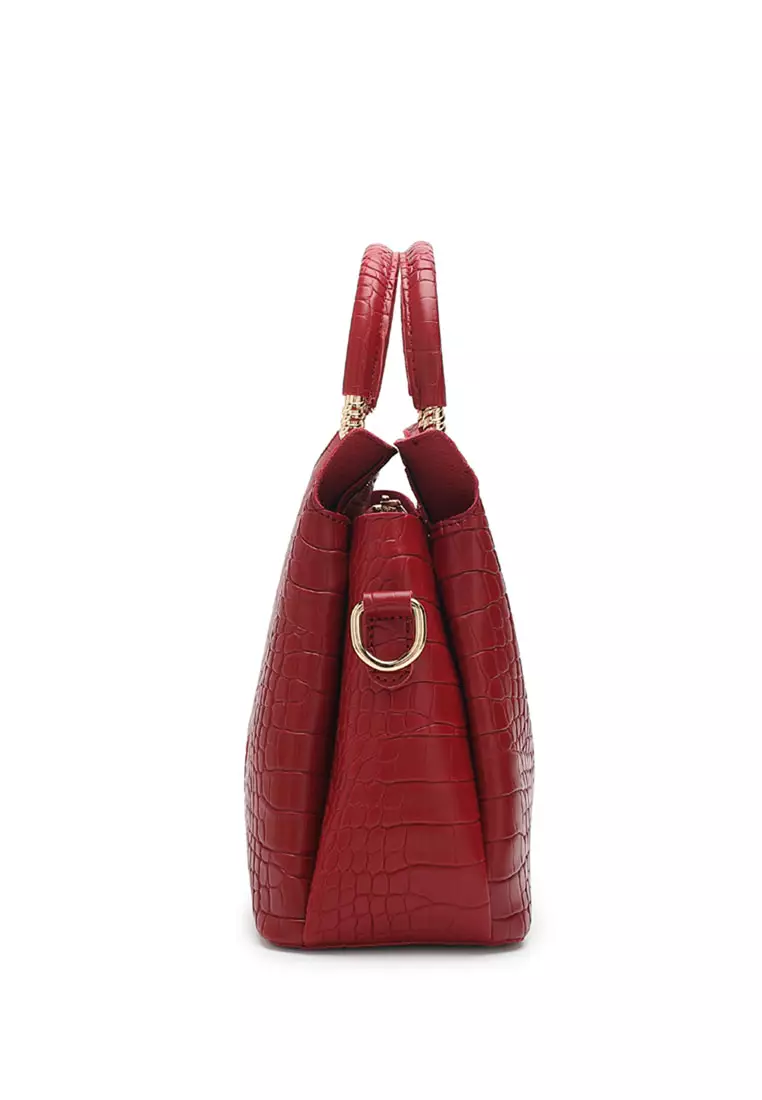 Women's 3-in-1 Handbag with Pouch & Purse (3-in-1 Tas Wanita & Dompet Wanita) - Merah