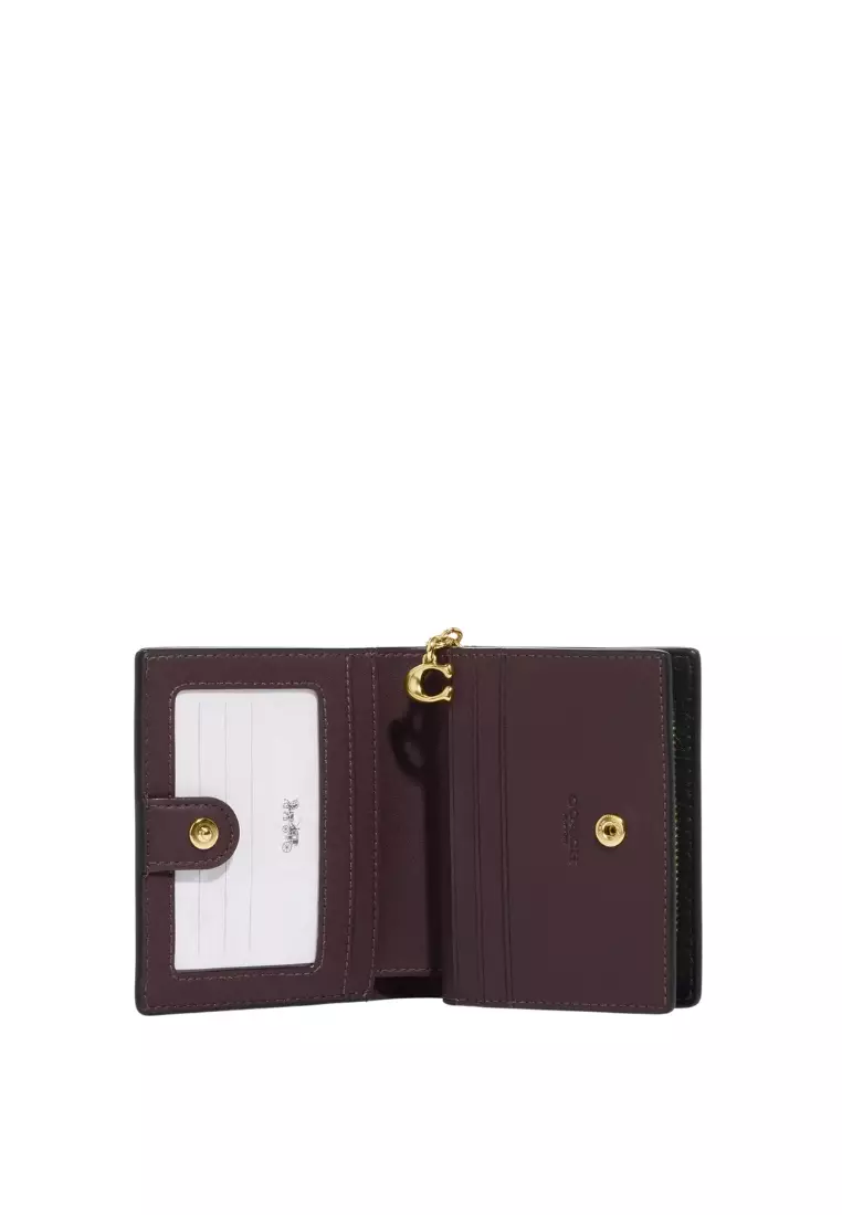 Coach Snap Wallet With Crocodile-Embossed leather In Black C6092