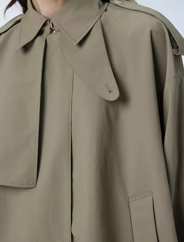 宽松长袖短款风衣