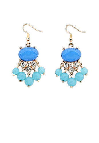 Urban Outlier blue and gold Frog Shape Gemstone Fashion Earrings 837D6AC73754EBGS_1