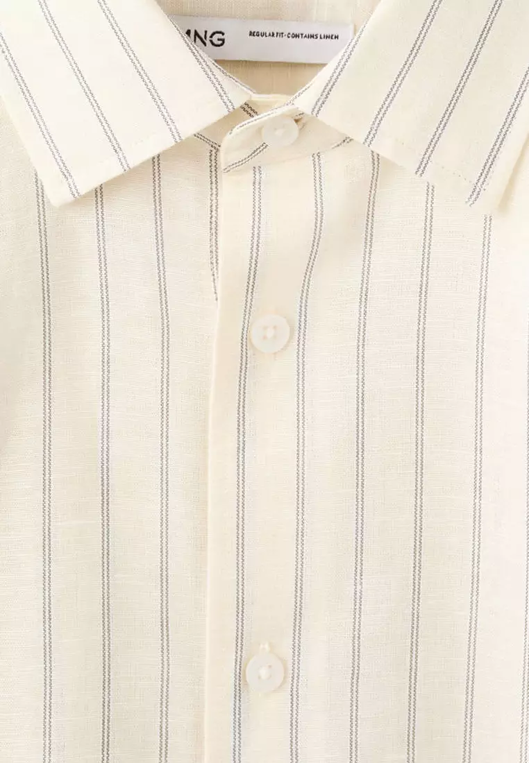 Linen-Cotton Blend Stripe Shirt