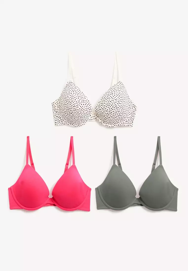 3pk Non Wired Plunge T-Shirt Bras A-E
