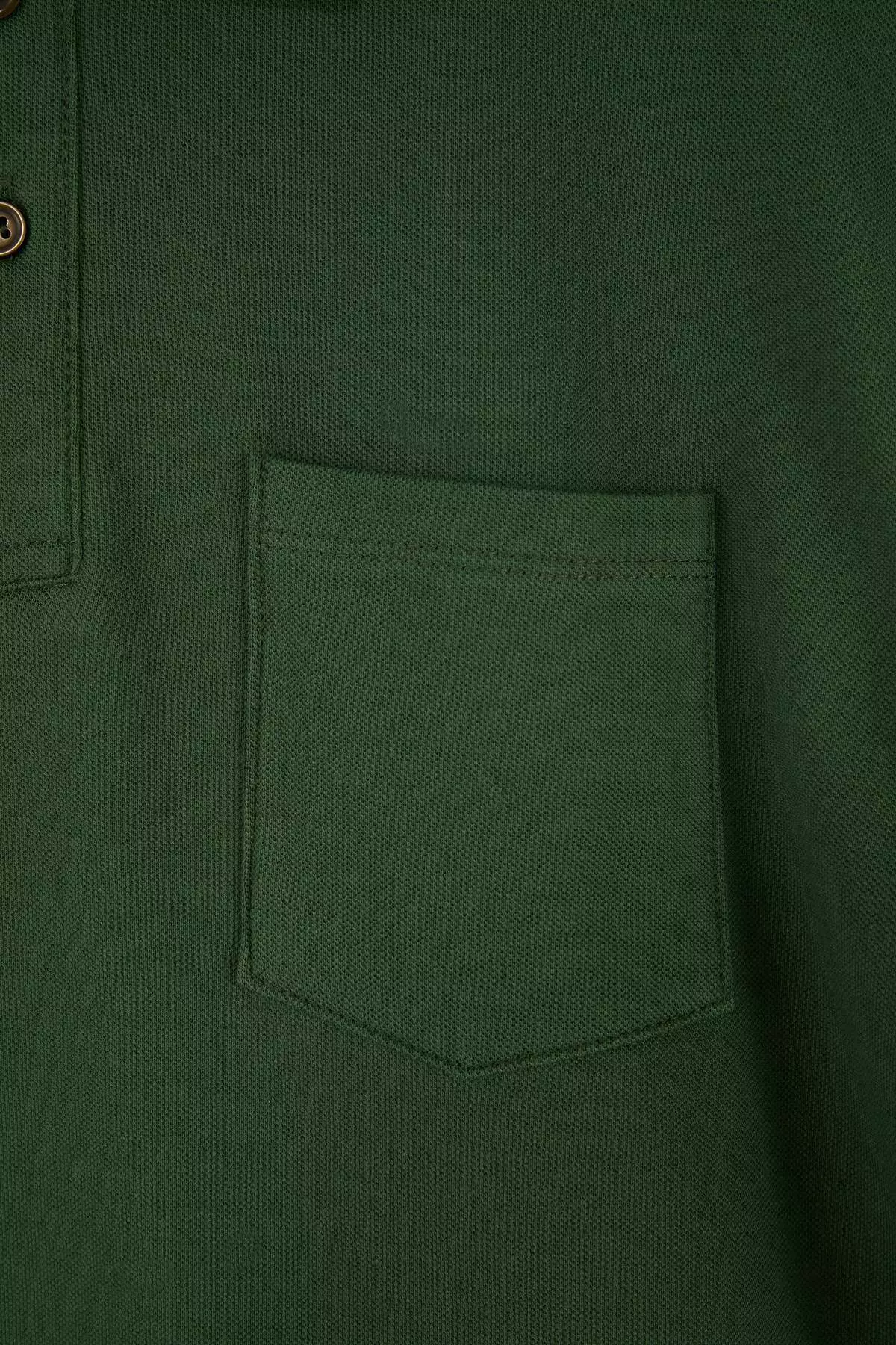 Khaki Regular/Comfortable 100% Cotton Single Pocket Polo Neck T-Shirt Tmnss26Po00018