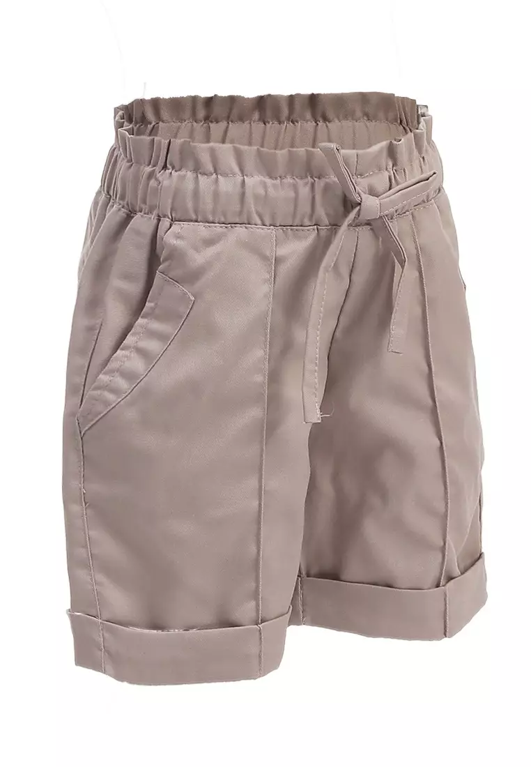 Milly Celana Pendek Casual Anak Perempuan Variasi Tali Kid Short Pants Material Cotton ORIGINAL - Cream