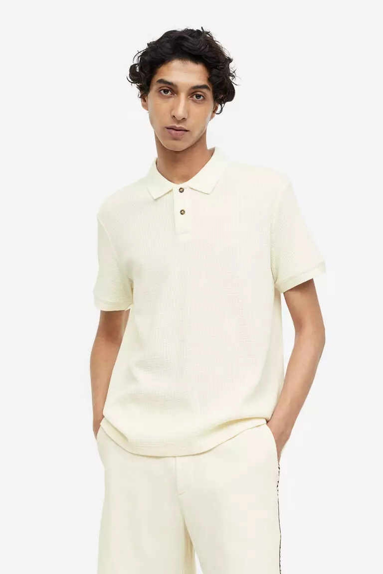 Slim Fit Waffled polo shirt