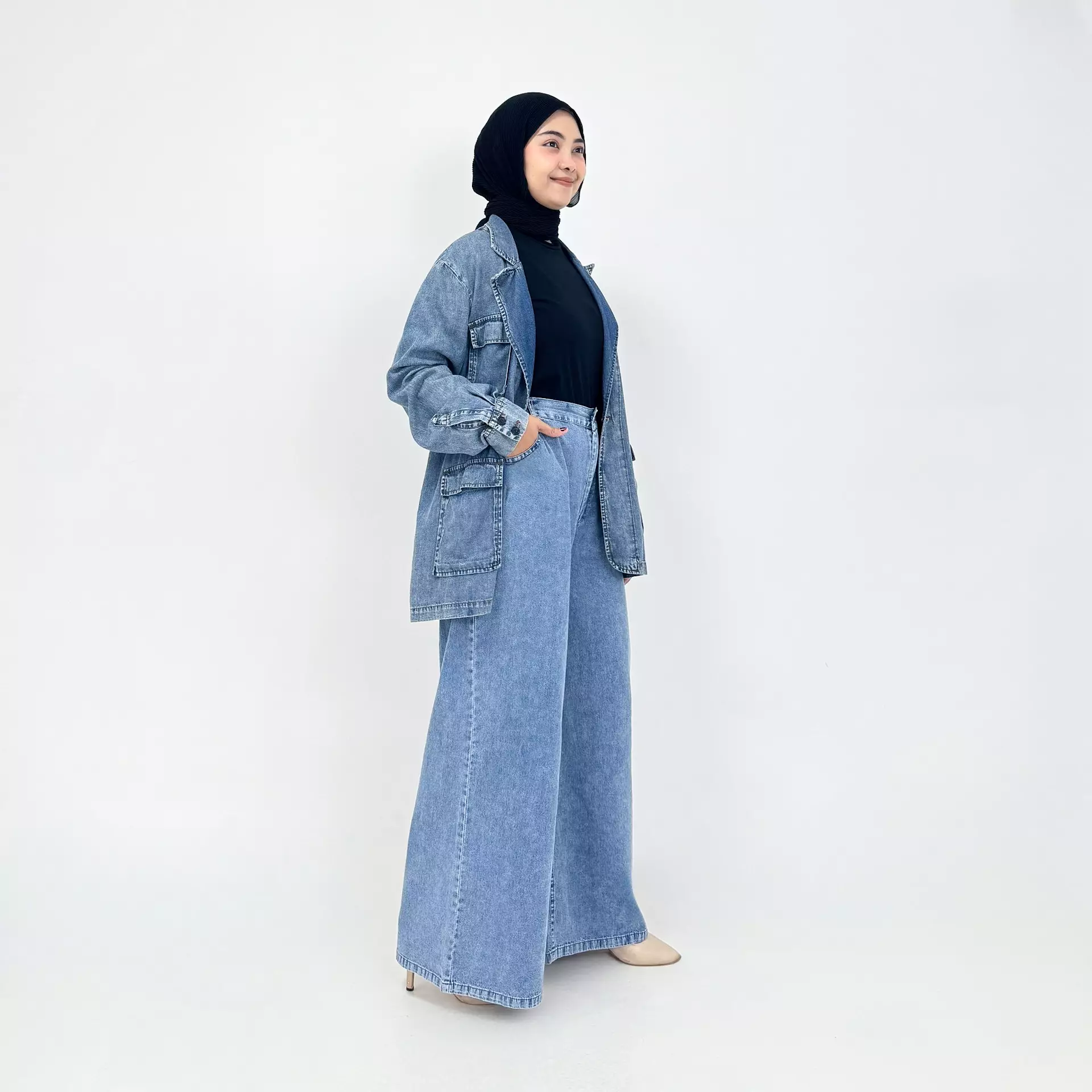 Meiza Set Denim Pants SNOW BLUE