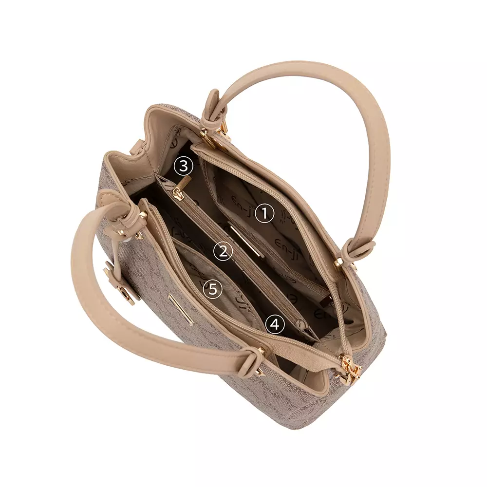 En-ji Gida Handbag Wanita Warna Khaki