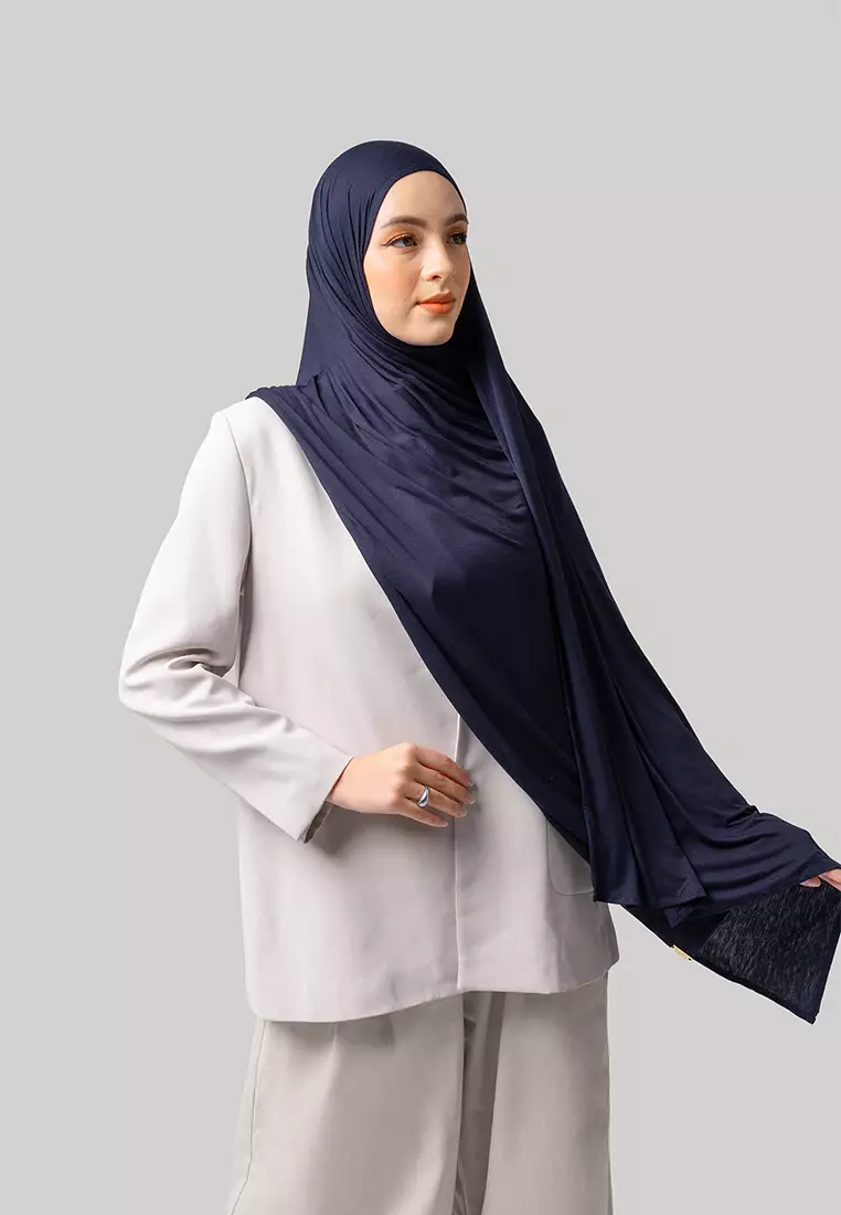 Kami Featherlite Plain Pashmina Navy