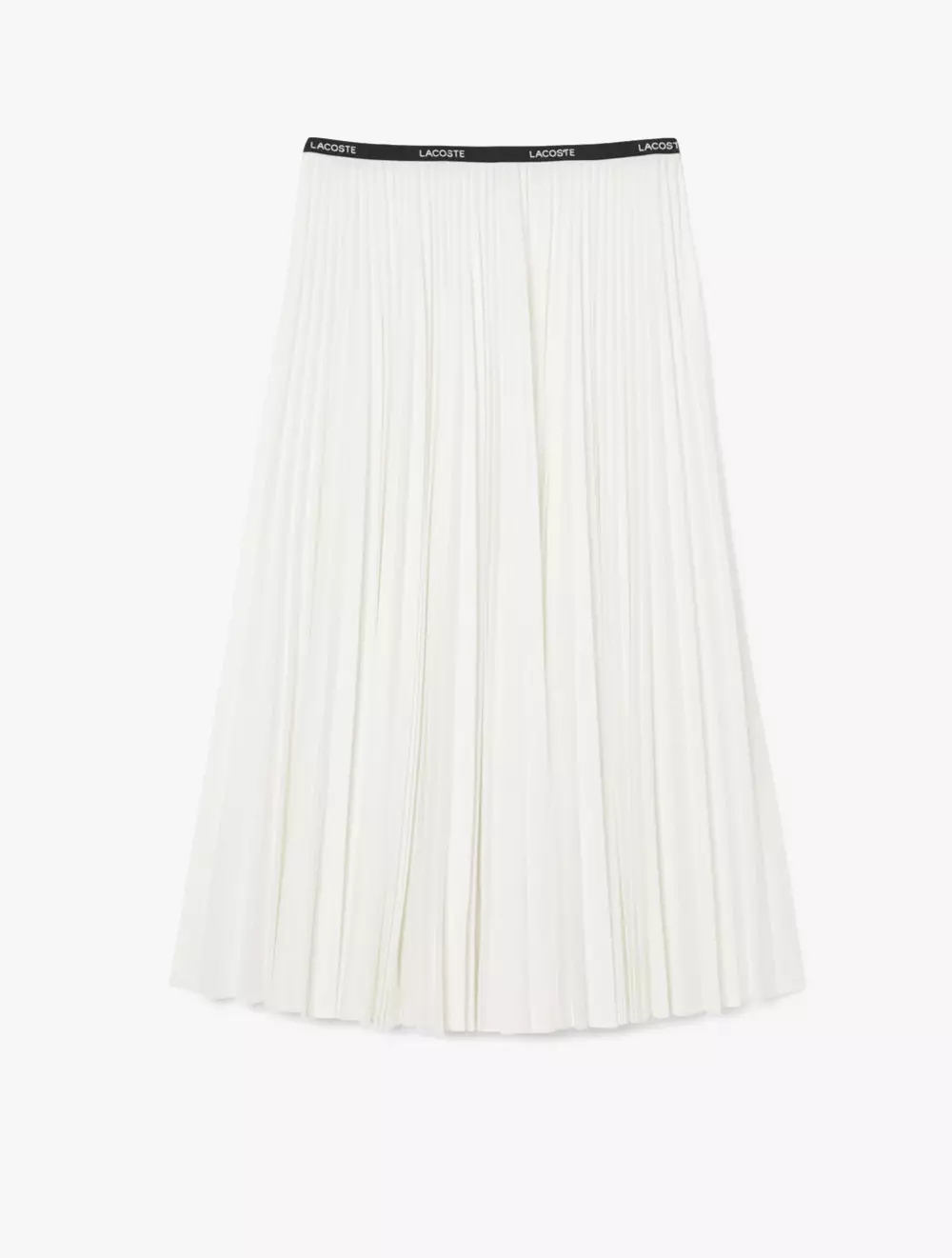 Long Pleated Elasticated Waist Skirt - White