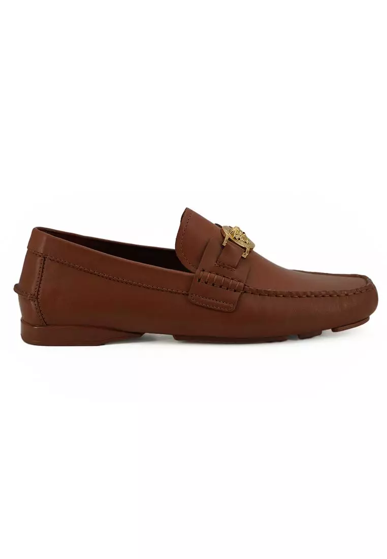 Buy Versace Versace Natural Brown Calf Leather Loafers Shoes 2024
