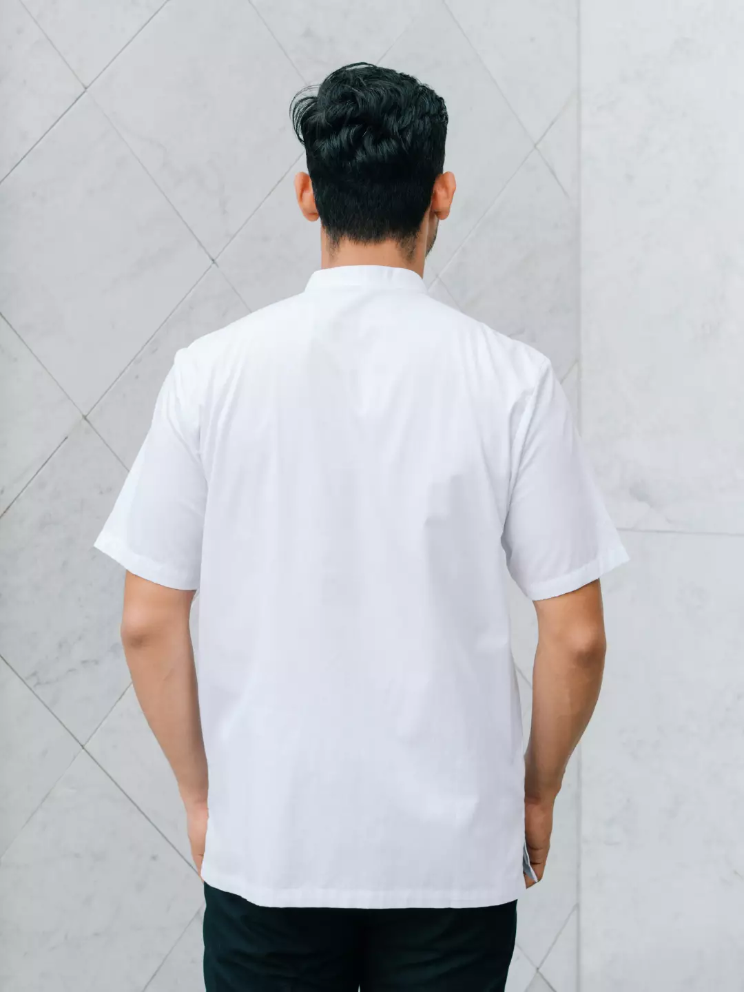 Adyatma Baju Koko Bordir Pria COTTON COMBED TWILL White Regular Fit Baju Muslim Pria Lengan Pendek