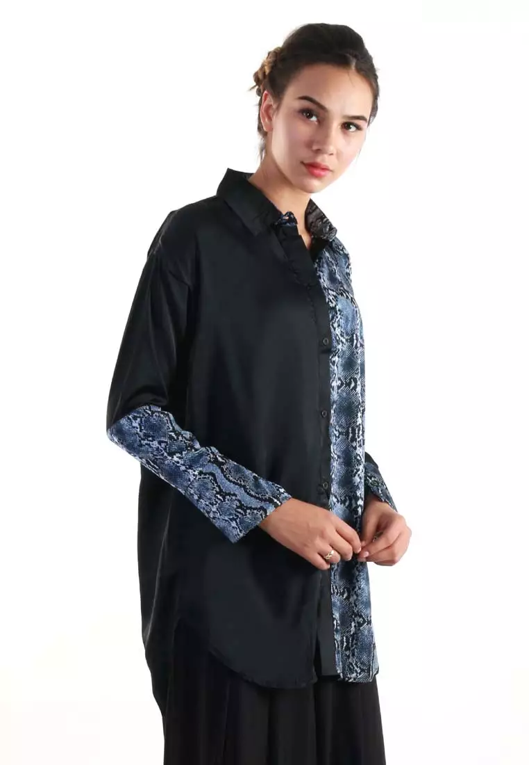 Combination Shirt motif snake skin