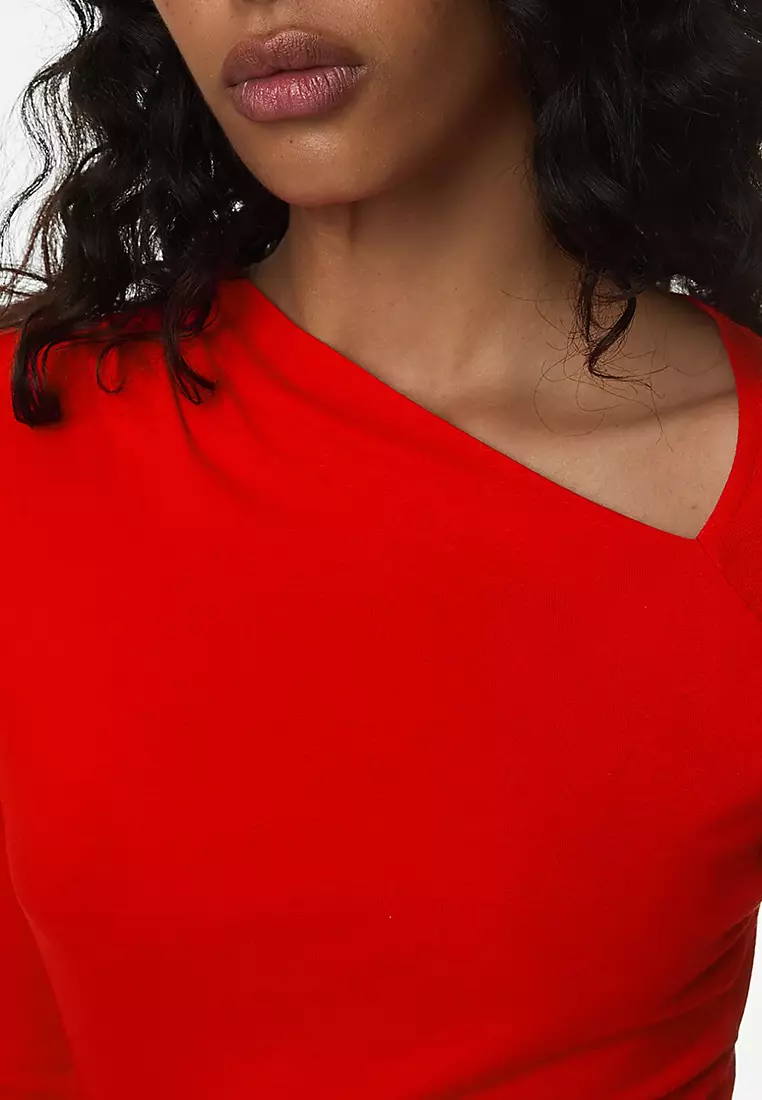 Jersey Asymmetric Neck Top