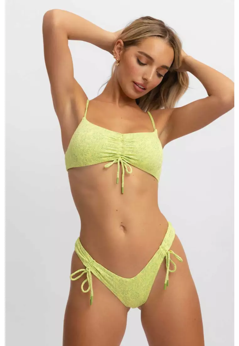 Sophia Scrunched Bikini Top / Jungle Jacquard