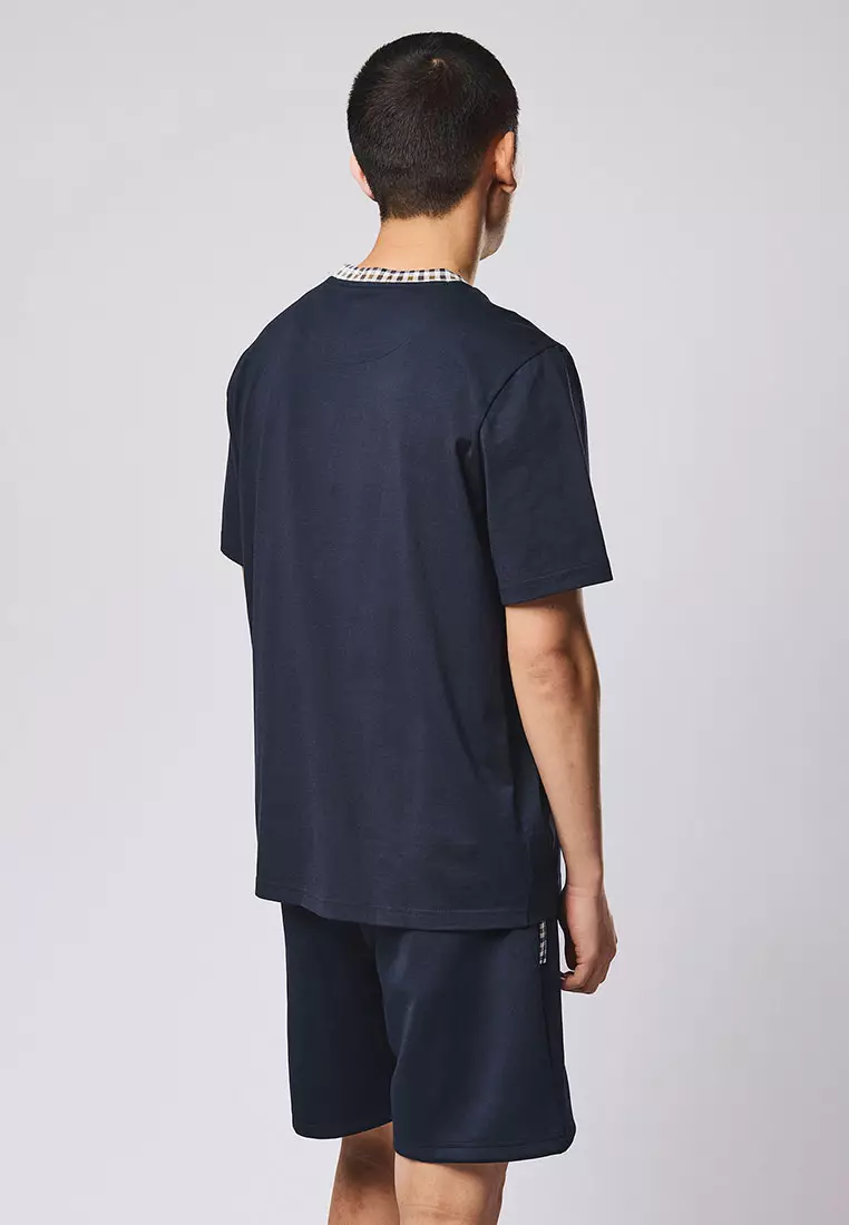 MENS NAVY SILA JACQUARD RIB TEE