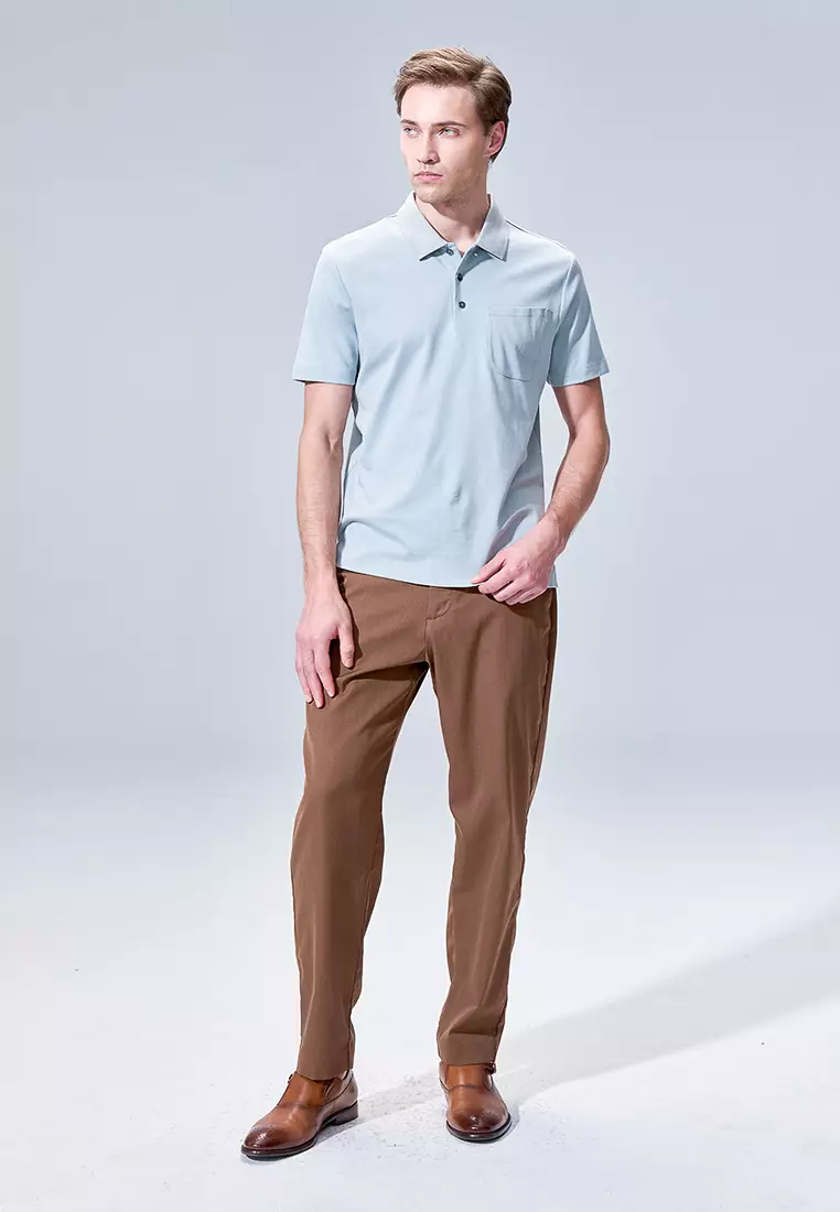 Clearly Aqua Styled Pocket Polo Shirt