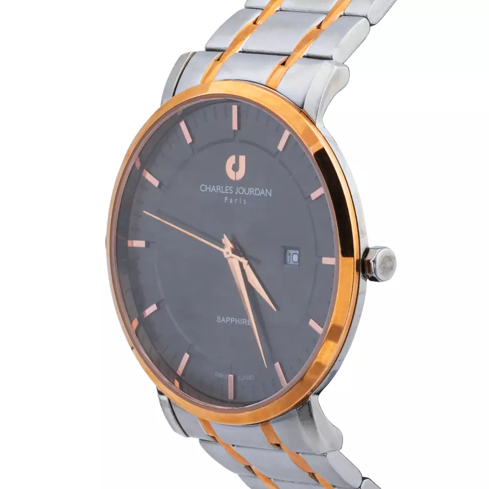 Charles Jourdan CJ1033-1632 - Jam Tangan Pria Silver Gold Dial Black