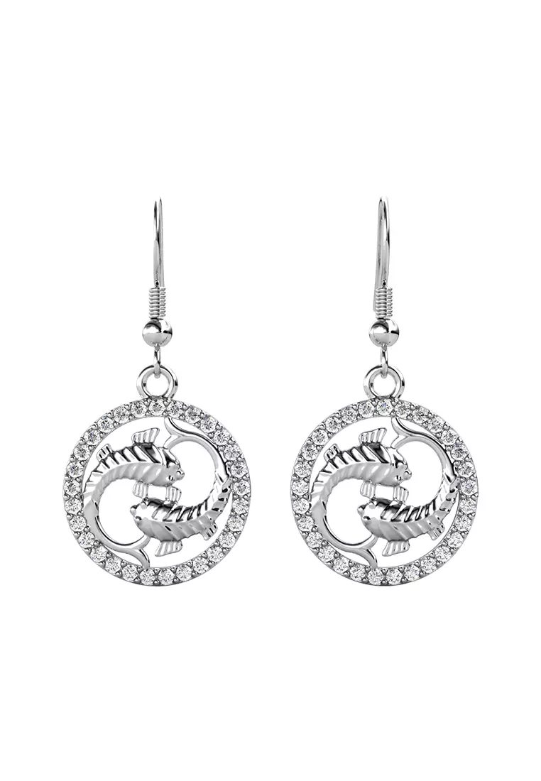 Horoscope Circlet Hook Earring PIECES WG  - Anting Crystal Swarovski by Her Jewellery