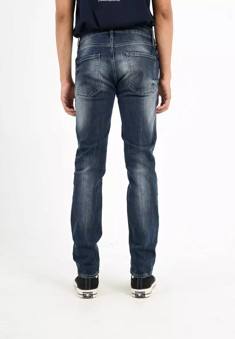 3Second Men's Long Skinny Jeans Wash Denim On OL-C041024