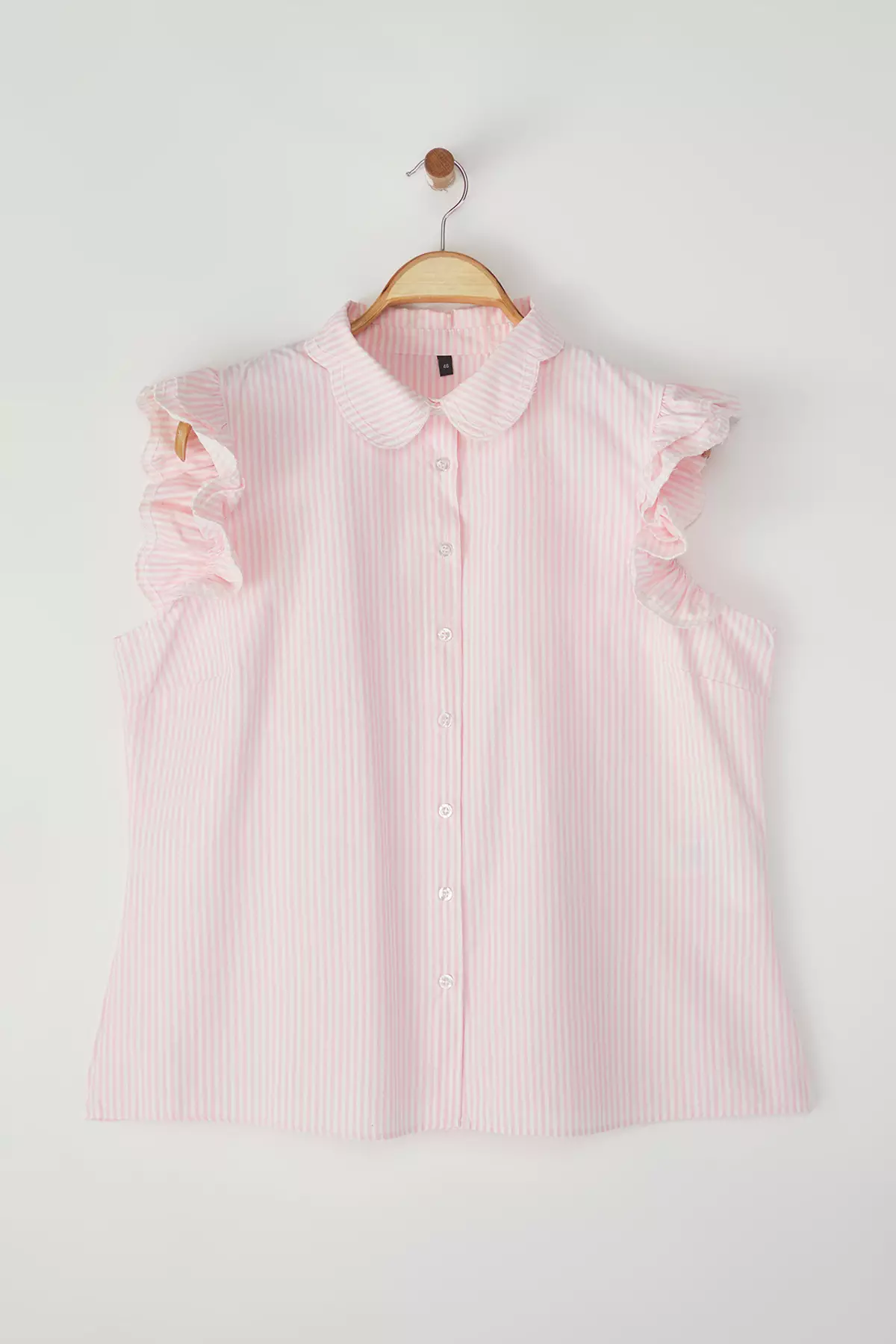 Plus Size Striped Collar Embroidery Detail Shirt