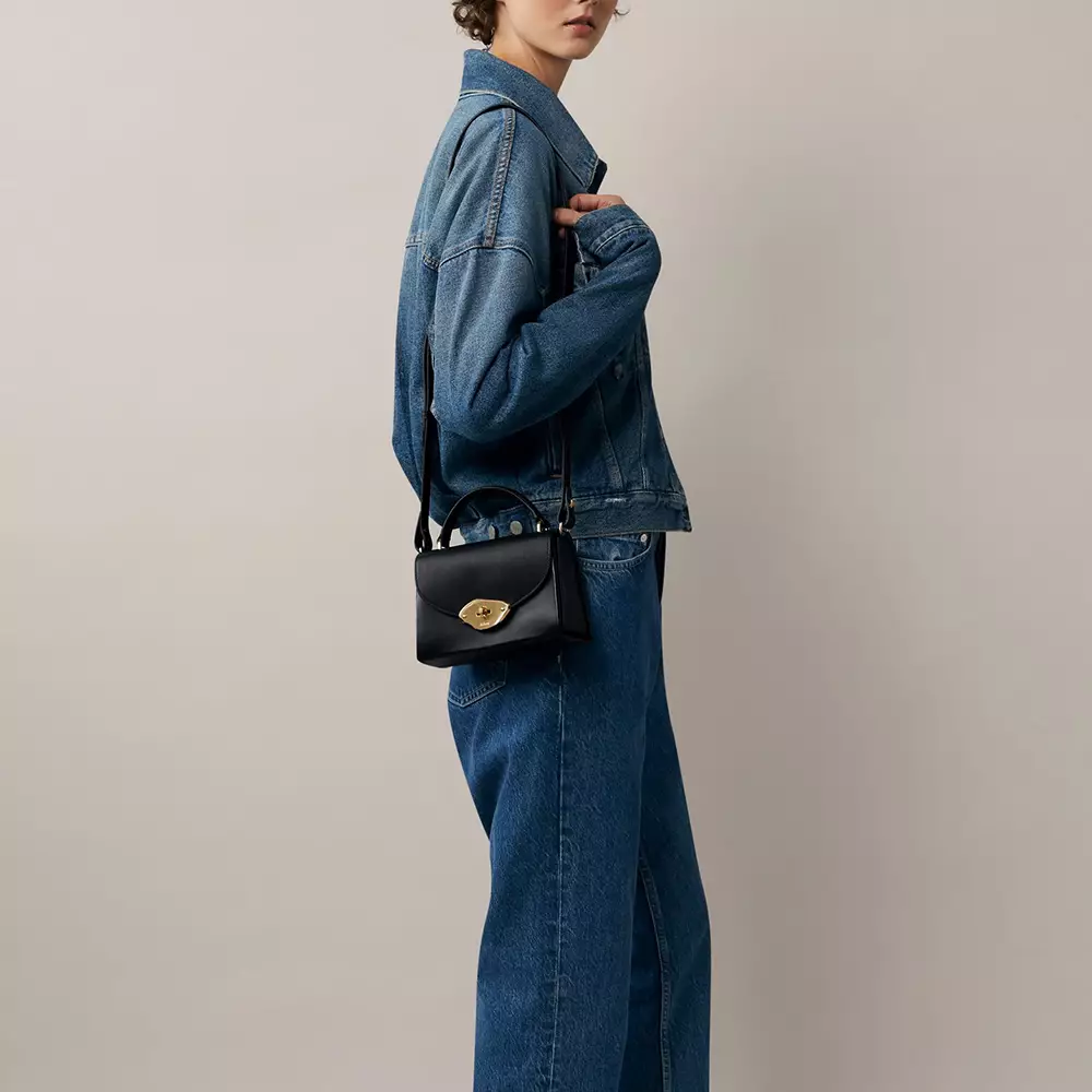 Small Lana Top Handle Bag High Gloss Leather Black