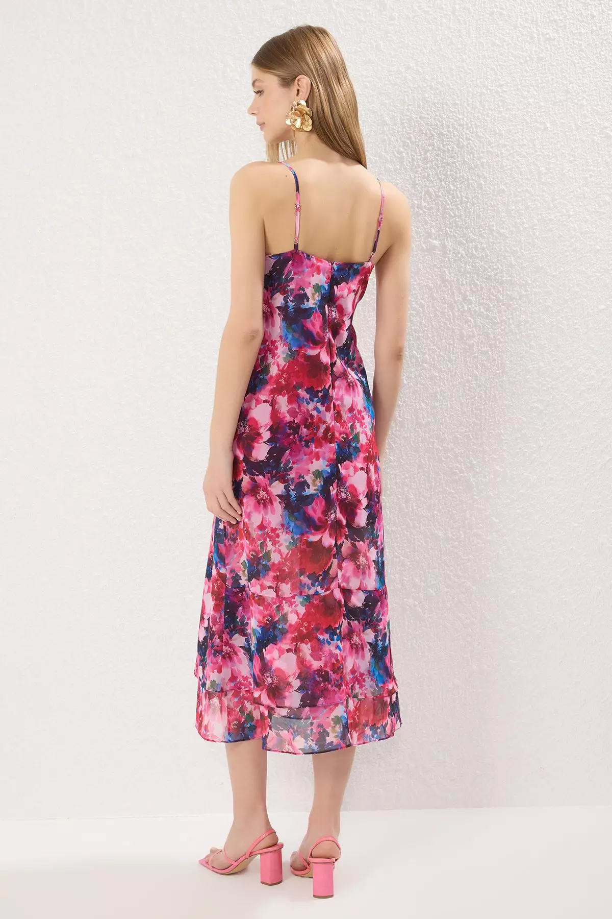 Pink Floral Maxi Woven Dress TWOSS25EL00658