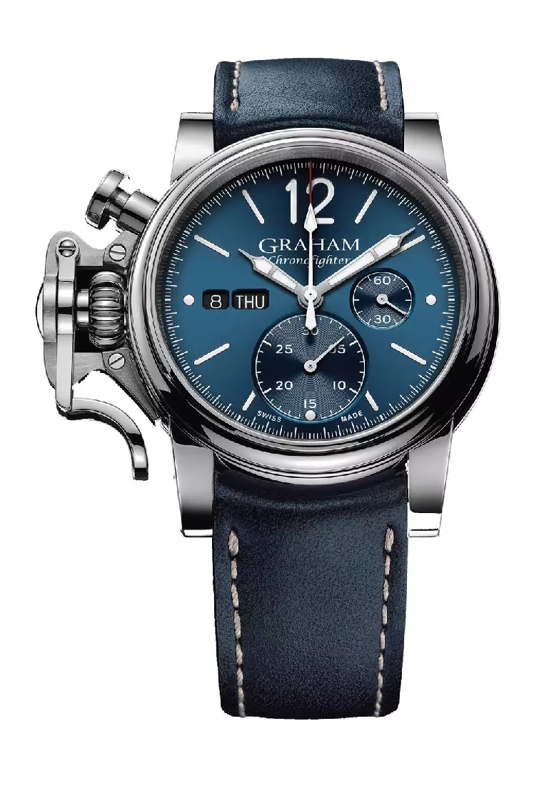 Graham ChronoFighter Vintage Blue Leather Strap Watch 2CVAS.U01A.L129