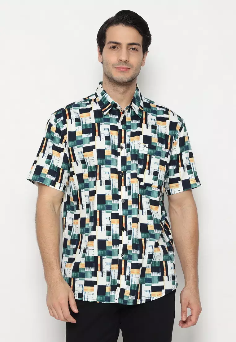 POLICE Kemeja Printing Cotton Tencel Regular Fit Pria