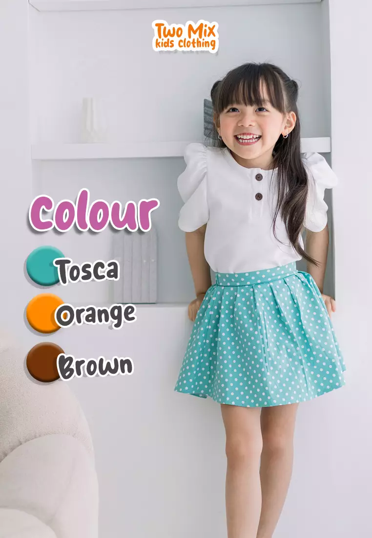 Two Mix - Setelan Anak Perempuan - Stelan Rok Anak Cewek 1-6 Tahun 4377 Orange