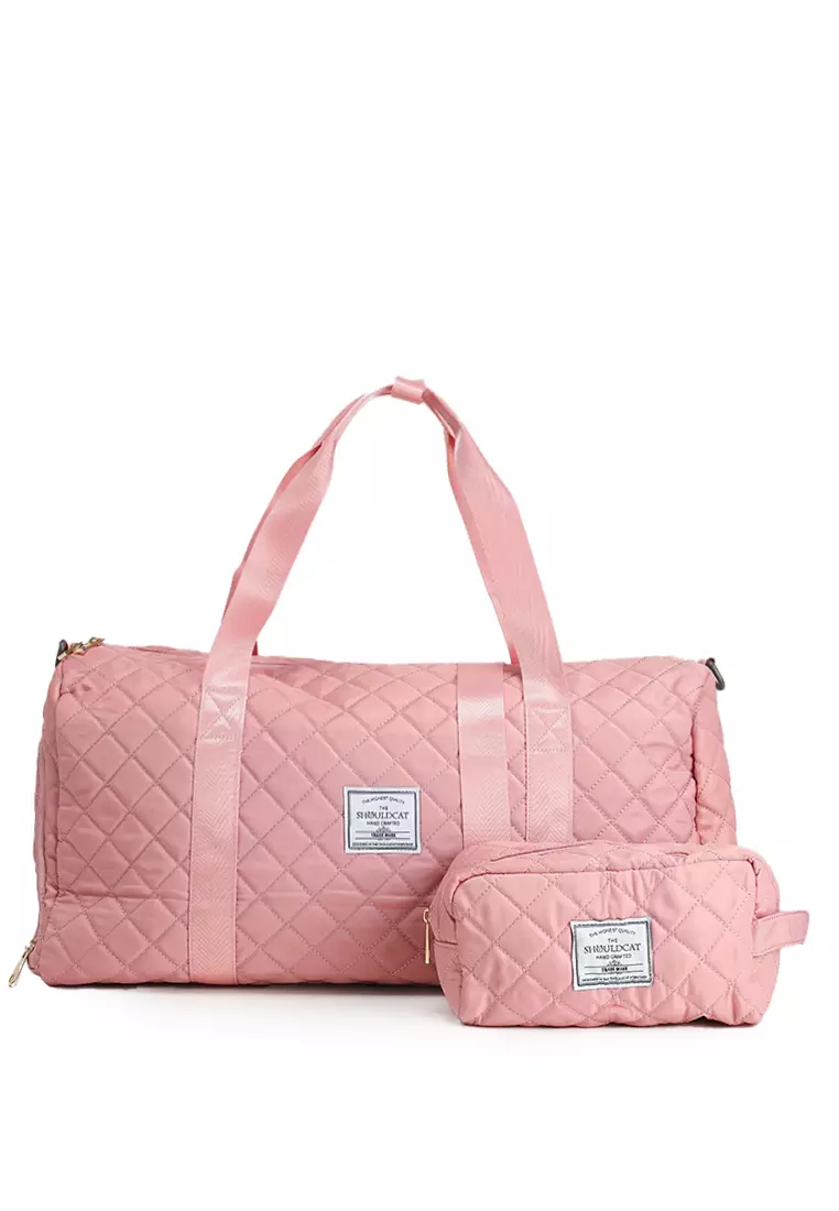 Quilted Travel Duffle Gym Bag with Pouch