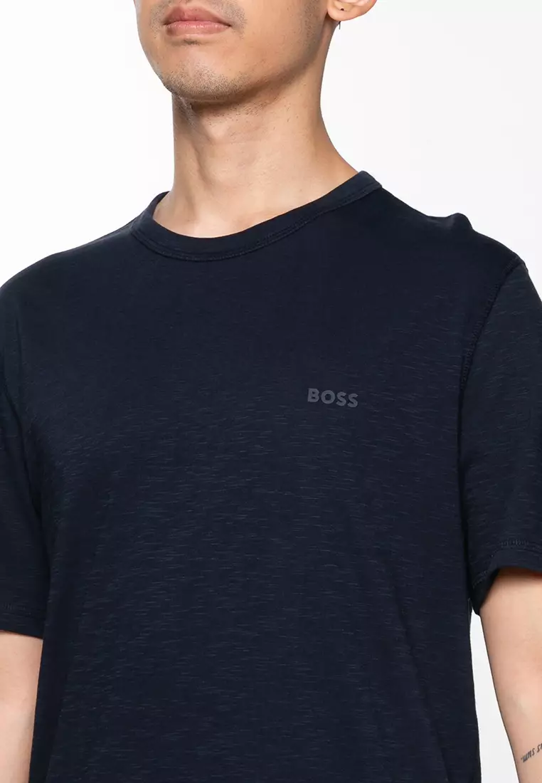 Logo Slub Cotton T-Shirt - BOSS Orange