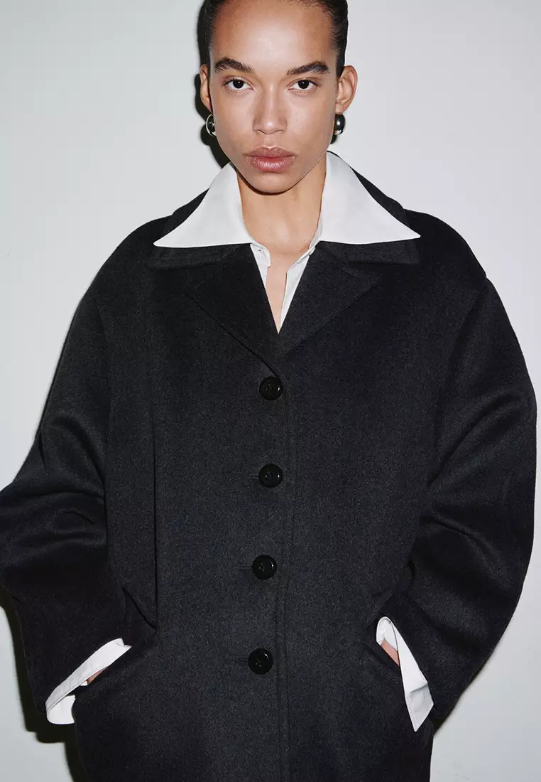 Wool-Blend Coat With Button Fastening