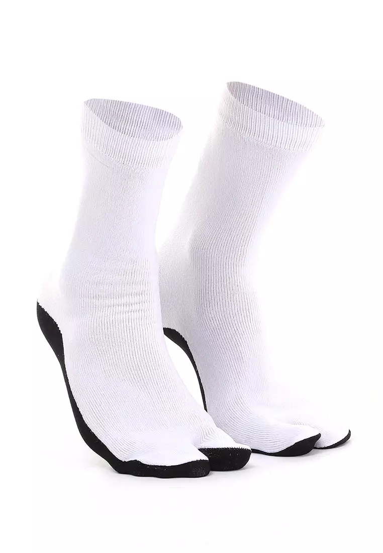 Nercyla Kaos Kaki Wanita Toe Socks Two Tone Casual Footwear Material Spandex ORIGINAL - White