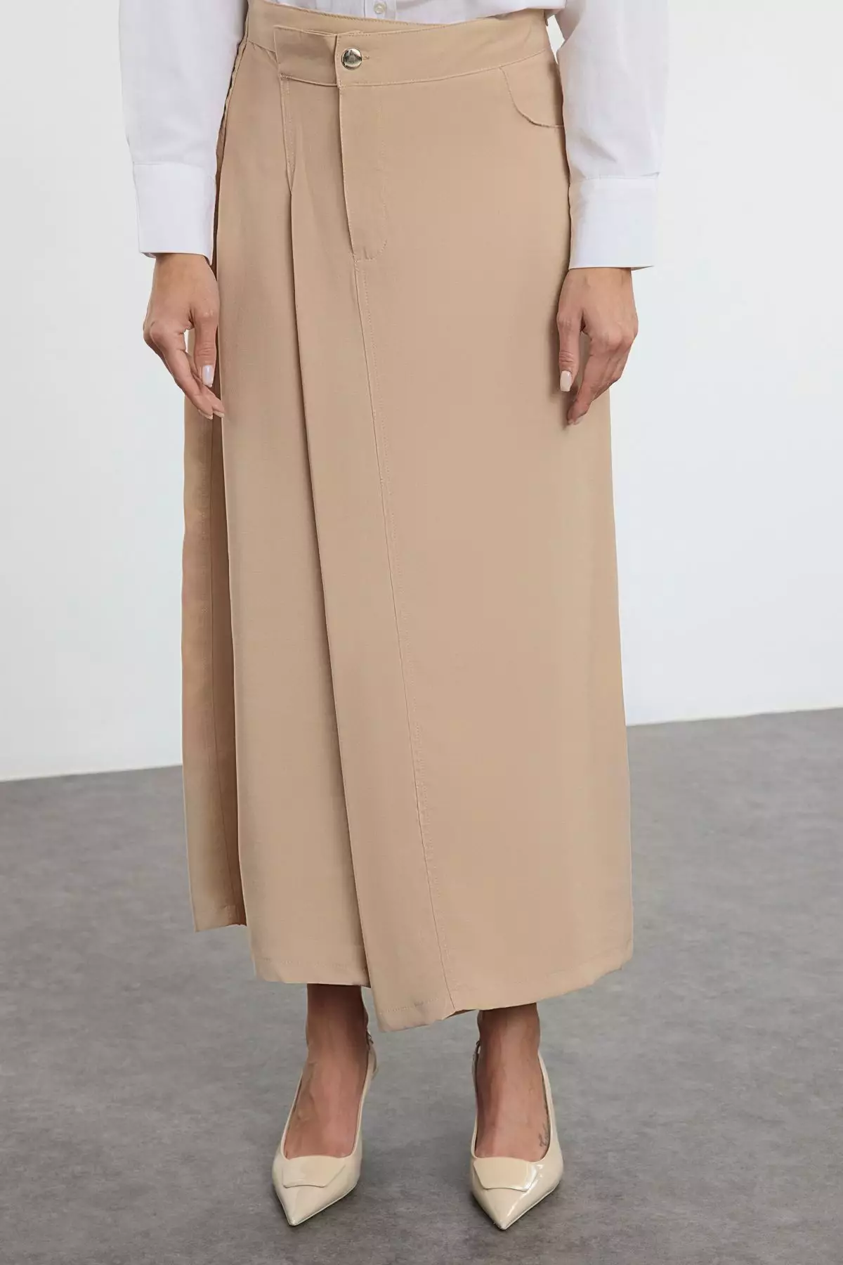 Flap Pocket Detailed Woven Skirt