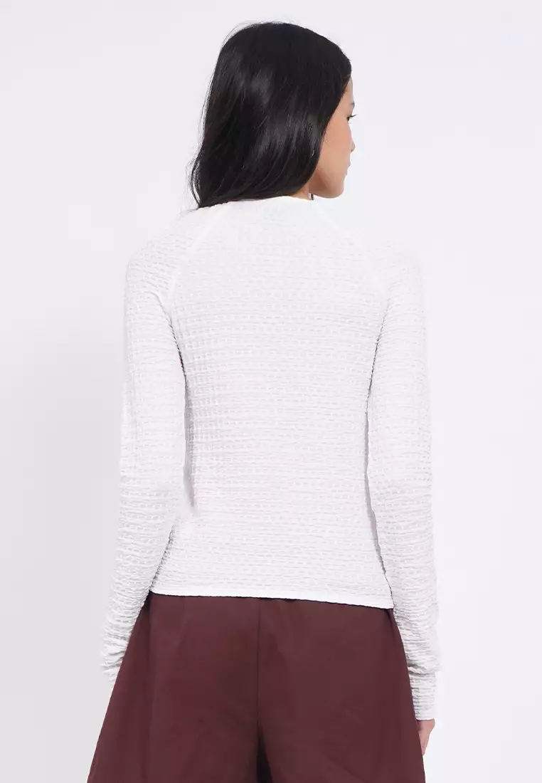 Textured Long Sleeve Knit Top