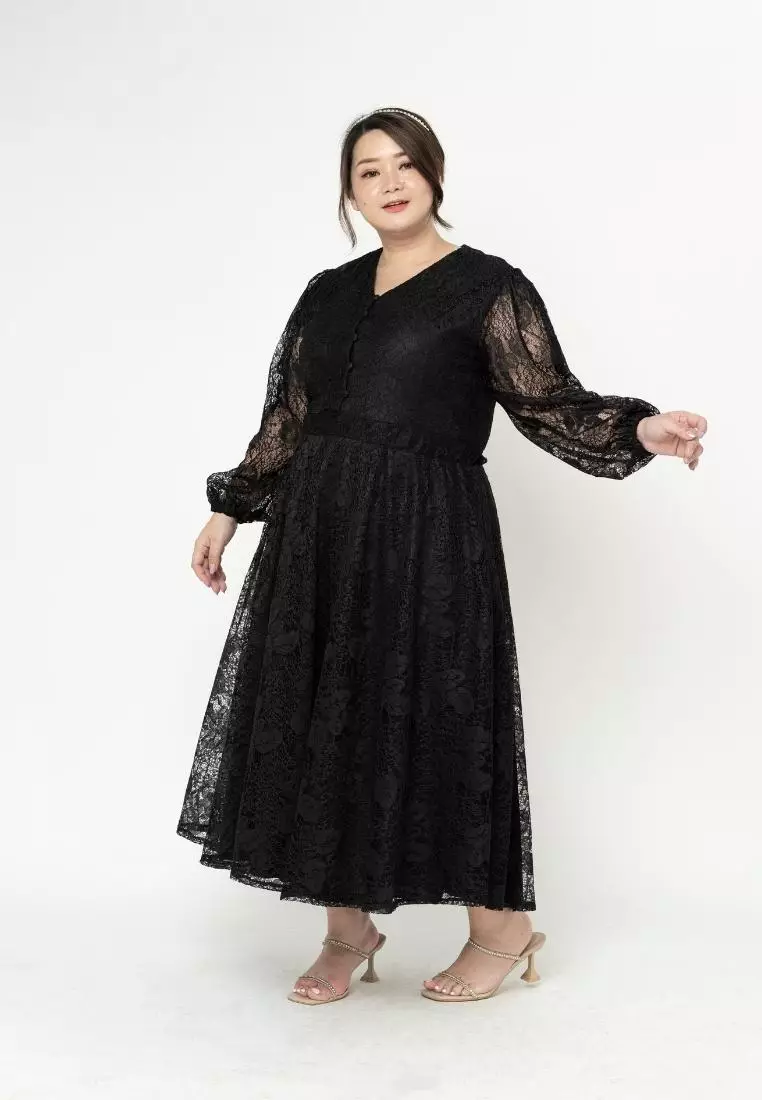 Plus Size Long Dress Hye Ji Black