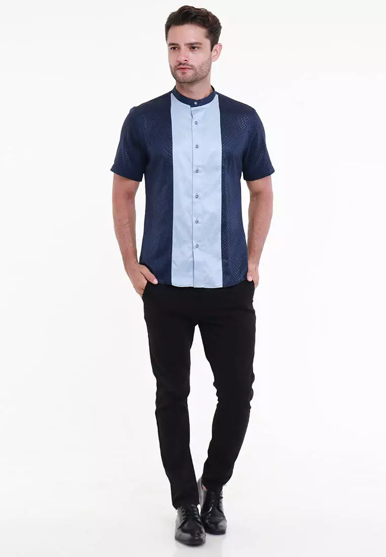 MAGINOT ZITIQ B NAVY Koko Slim Fit Lengan Pendek