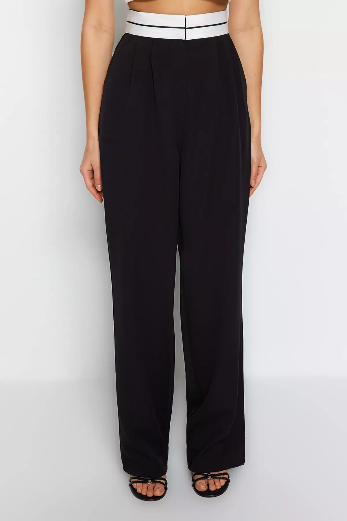 Contrasting Waistband Trousers
