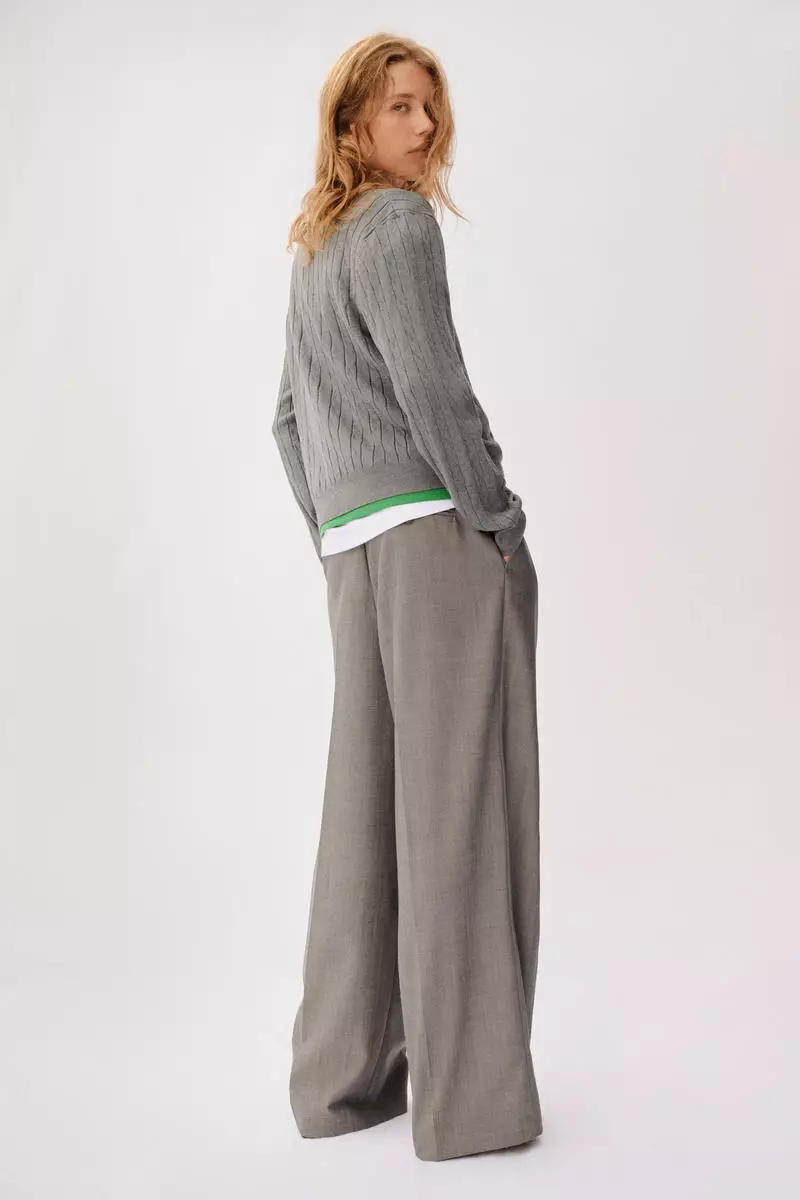 Cable-knit polo shirt