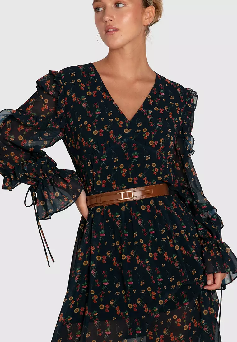 Belle & Bloom Come As You Are Floral Maxi Dress  in Navy