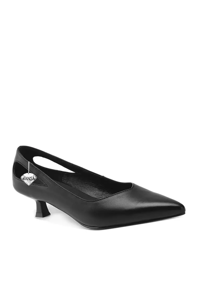 Discount on Twenty Eight Shoes  shoes - SKU: VANSA Top Layer Cowhide Cut-out Low Heels VSW-H-2842