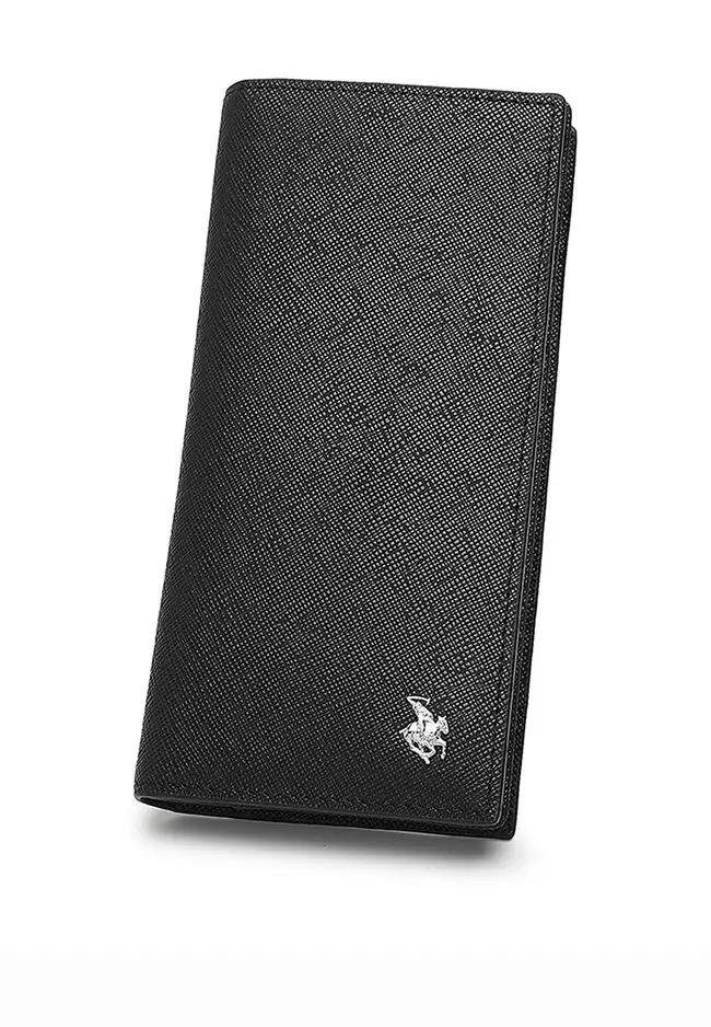 Genuine Leather RFID Long Wallet - Black