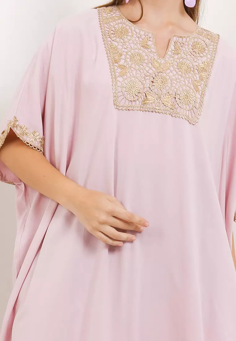 Gold Color Lace Rayon Kaftan