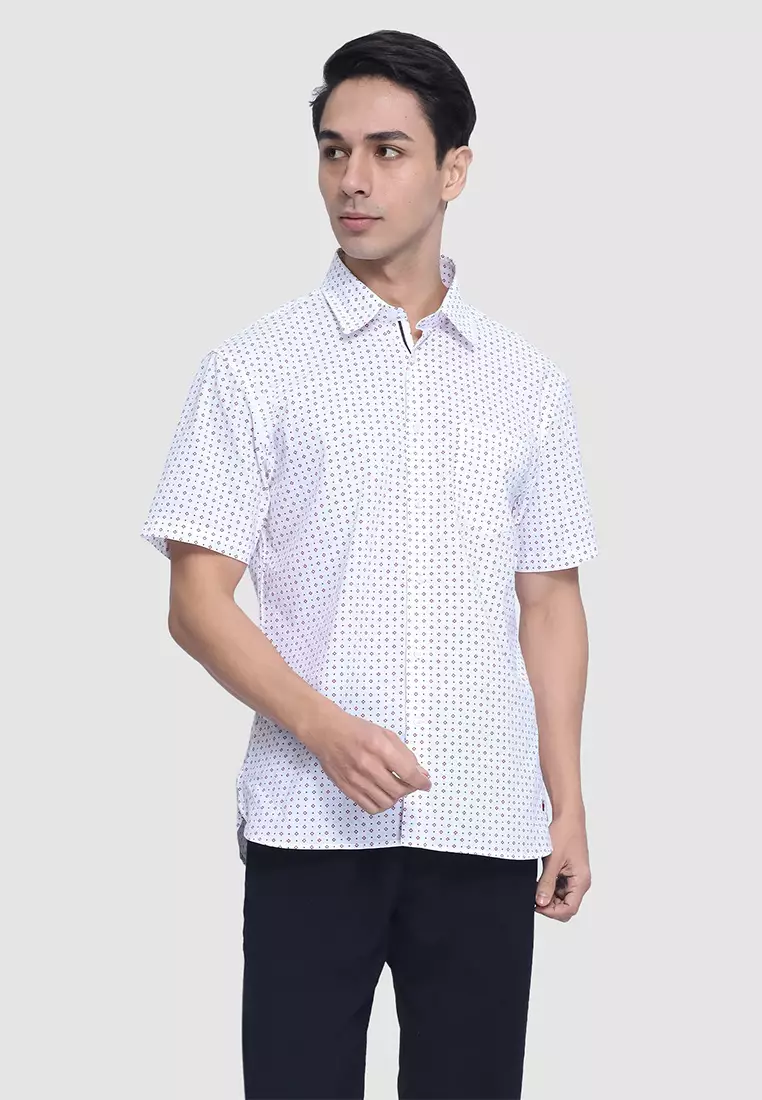 Printed Cotton Linen Short Sleeve Shirt
