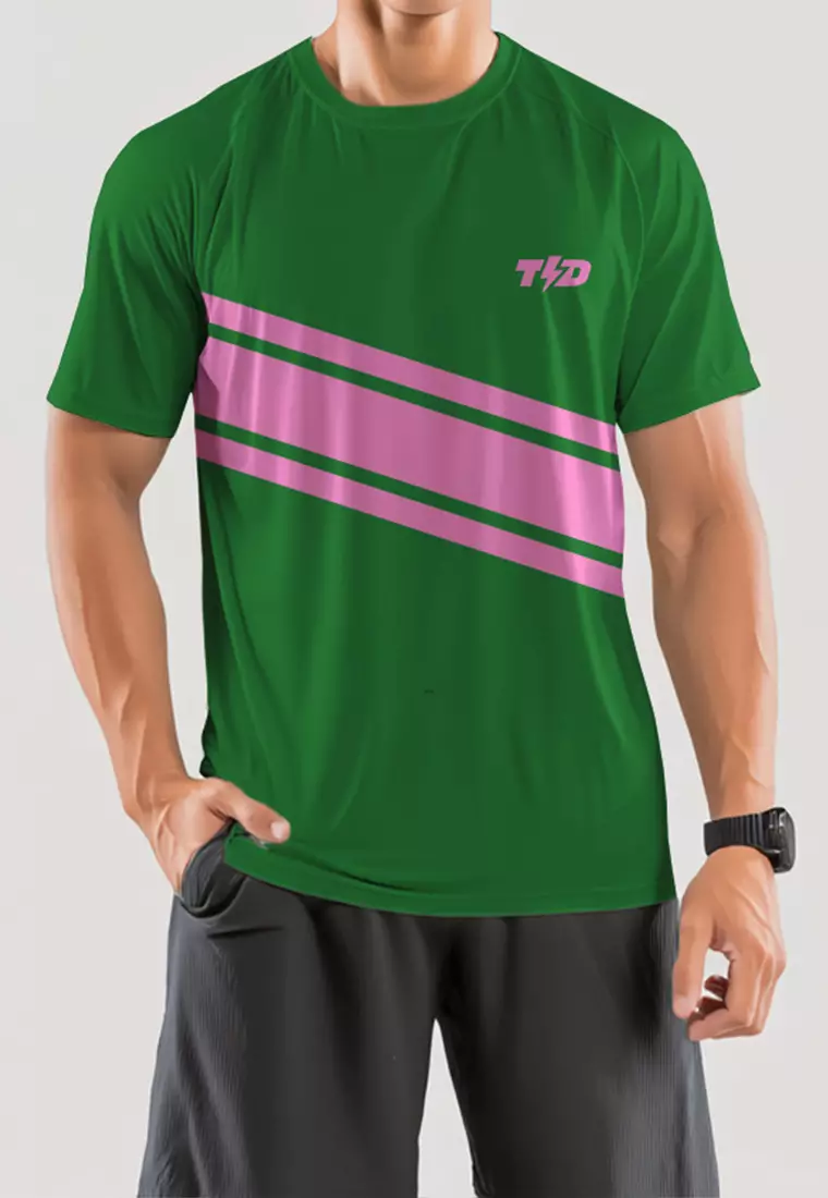 MSA97 Kaos Lari Pria Lengan Pendek Pink Hijau Solidaritas SuperAirDryLite