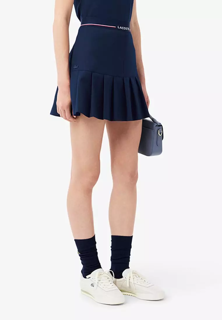 Short Pleated Wool Blend Skirt