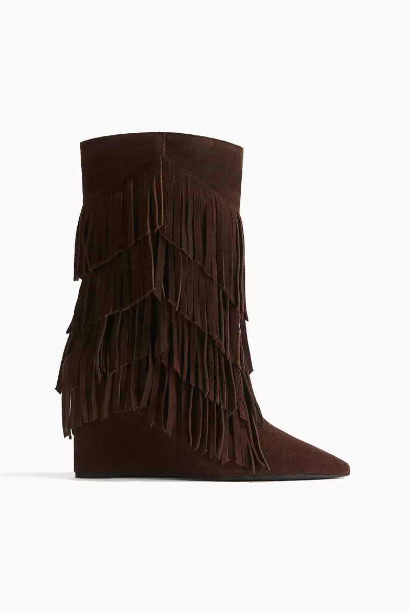 Discount on H&M  shoes - SKU: Fringe-trimmed suede boots